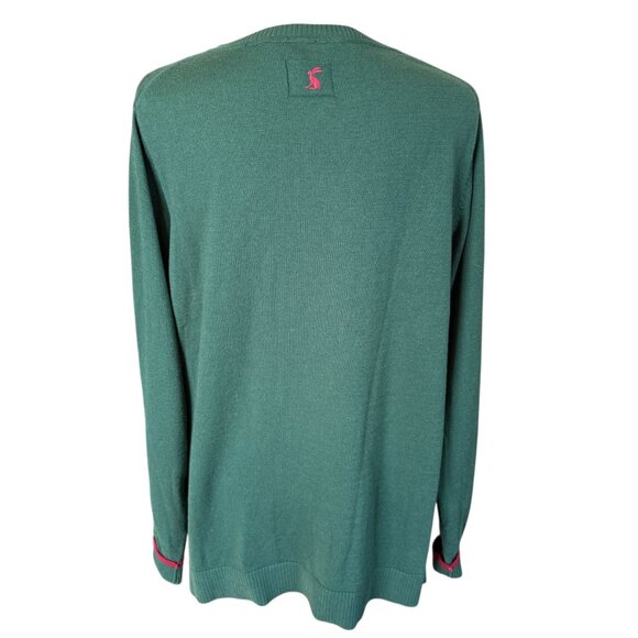 Joules Miranda green long sleeve pullover knit fox sweater women's size 12 - Picture 4 of 10